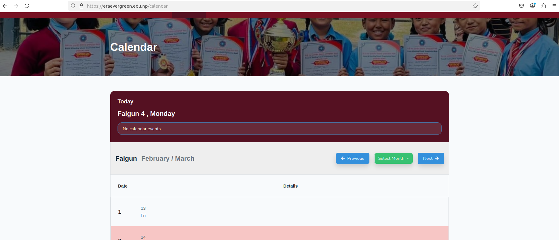 Our Calendar for Falgun and Chaitra is updated in our website